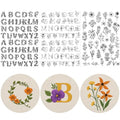Flower Water Soluble Embroidery Patterns, 3 Sheets 140 Pcs Stick and Stitch Embroidery Papers Wash Away, Pre-Printed Floral Alphabet Pattern Transfers, DIY Gift for Hand Sewing Lover Beginners - size: Alphabet Floral