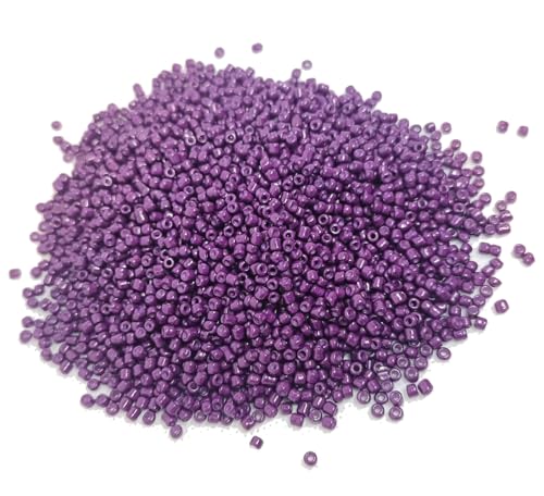 Perlin Glass Seed Beads 3mm 8/0 Round Mini Small Pony Beads 3300pcs for Making Earrings Bracelets Pendants Waist Jewelry DIY Handmade Opaque Color Kit (Purple, 2,6 mm ~ 3 mm) - color: Purple