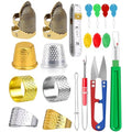 CousDUoBe 20 Pcs Sewing Thimble Kit,thimbles for Hand Sewing，Needle threaders，Seam Rippers for Sewing，Measuring Tape and Thread Snips, Hand Embroidery Craft（Complete Sewing Kit）