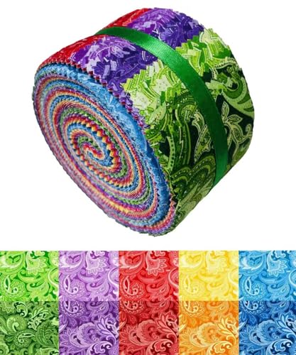 40P Cotton Jelly Roll Fabric Strips for Quilting and Sewing,Paisley - color: Paisley