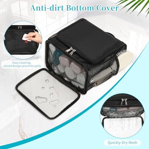 Mesh Shower Caddy Portable, Toiletry Bags for Travel, Black - color: Black