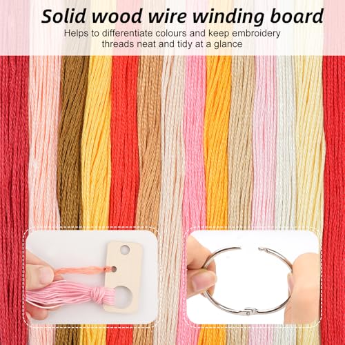 101pcs Wooden Embroidery Floss Drop,Embroidery Floss Organizer with Floss Ring Cross Stitch Bobbins for DIY Sewing Storage,Craft Supplies(Style D) - color: Rectangle