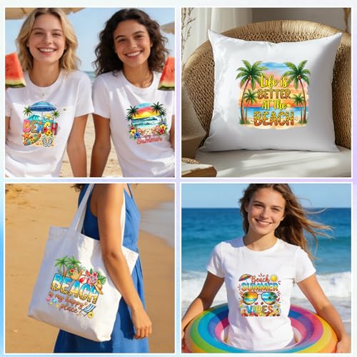 ANATTASOUL Beach & Palm Trees 16PCS Heat Transfers Ready to Press - style: Beach and Palm Trees
