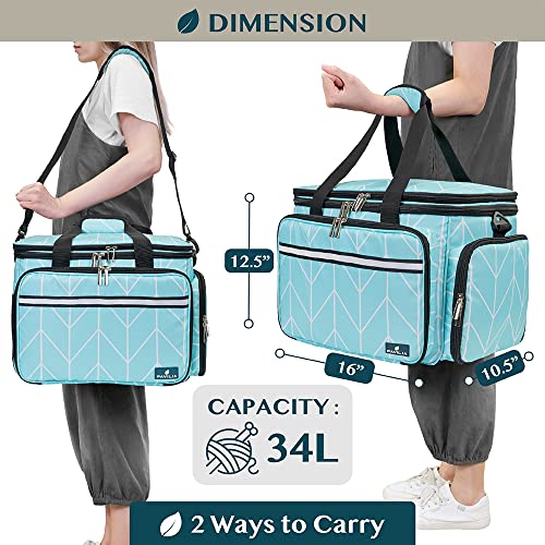 PAVILIA Large Knitting Yarn Storage Bag Crochet Organizer for Knitter, Teal - color: Chevron Teal