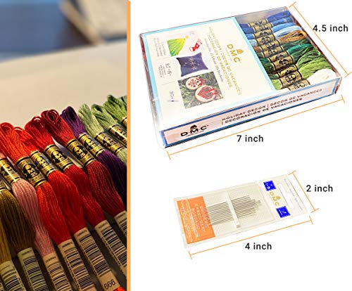 DMC Embroidery Floss Holiday Pack Bundle with Hand Needles Size 1-5.