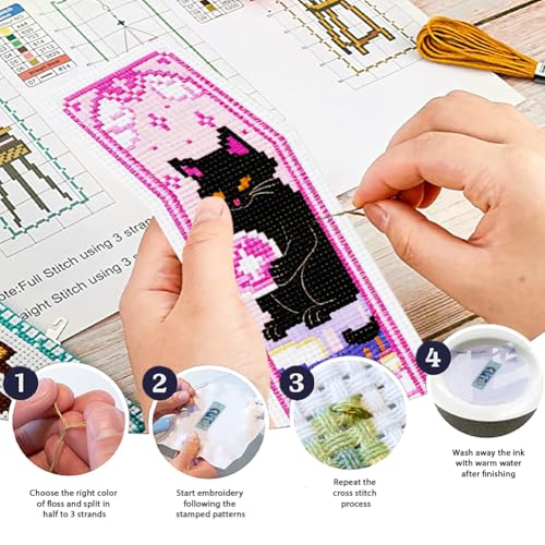 ORIGACH 6 Pack Fantasy Tarot Cross Stitch Bookmark Kit - style: Fantasy Tarot