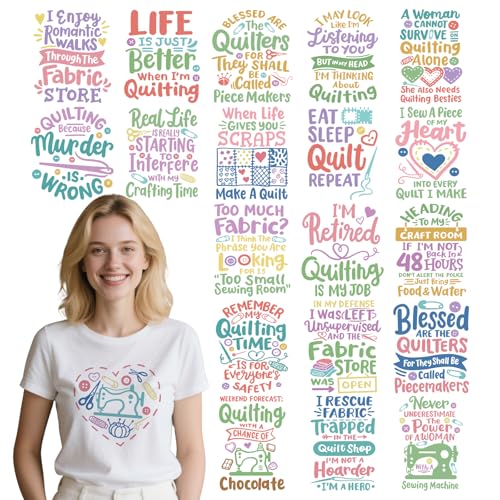 20 Pcs Funny Quilting DTF Transfers Ready to Press - style: Funny Quilting