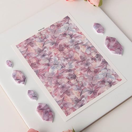 KABAKE Polymer Clay Transfer Paper 4 PCS Colorful Flowers Water Soluble Transfer Sheet for Earrings Jewelry Making - color: Watercolor Butterfly