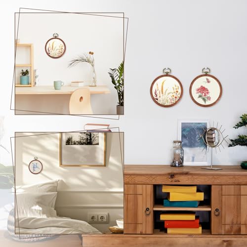 Oqqlin 12 Pcs Small Embroidery Hoop, 3 Inch Imitation Wood Embroidery Hoops Round Rubber Cross Stitch Hoop Ring for Sewing, DIY, Craft, Hanging Ornaments - size: 3 Inch