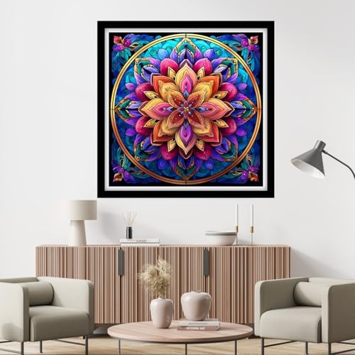 Fanxvivy Counted Cross Stitch Kits for Adults 11CT Unprinted Cross-Stitch Patterns Embroidery Kits Easy Cross Stitching Needlepoint Kits&Magic Mandala 18x18 inch - color: DIY-craft05