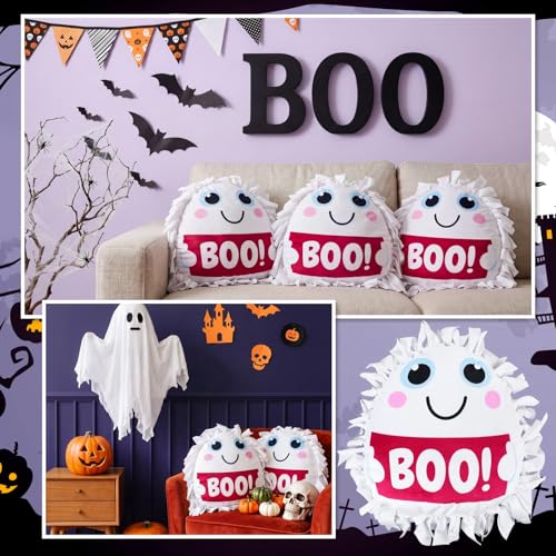 Weysat 6 Sets Boo! Halloween Ghost Tied Pillow Craft Kit No Sew DIY Craft - style: Halloween Ghost