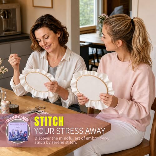 ETSPIL Beginner Embroidery Kit for Adults, No-Wash Finish, 4K Video - color: simple A