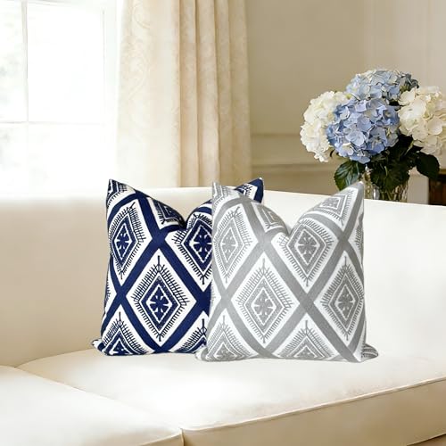 Slow Cow Embroidered Throw Pillow Cover 18 x 18 Inch Grey - color: Grey Eyes, size: 18" x 18" (Pack of 1)