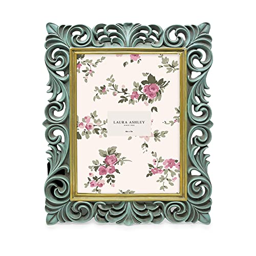 Laura Ashley 5x7 Light Blue w/Gold Resin Scroll Design Picture Frame - color: Light Blue with Gold, size: 5x7