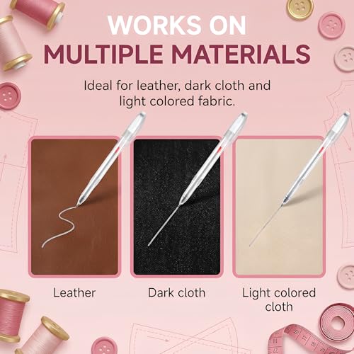 54 Pcs Leather Marking Pen Silver Fabric Markers Pens Temporary Clothes Marking Pens 4 Pcs Pen with 50 Pc Silver Leather Markers Refills for Sewing DIY Dressmaking Quilting Supplies