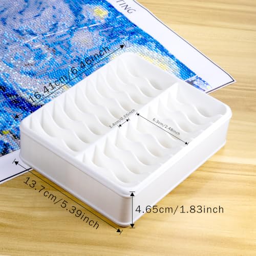 RaySoar 3D Printed 20 Grids Diamond Painting Bag Organizer, Multi Slot Drill Bags Storage Tray, Spill Proof Stand Upright Portable Desktop Craft Storage Caddy for Small Diamond Art Accessories -White - color: White