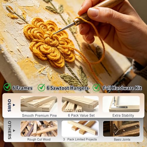 6 Pack 16x20 Inch Canvas Stretcher Bars, DIY Wood Canvas Frame Kit for Oil Painting, Paint by Numbers, Poster, Embroidery Stitch & Needlepoint Art Projects - size: 6Pack 16x20In