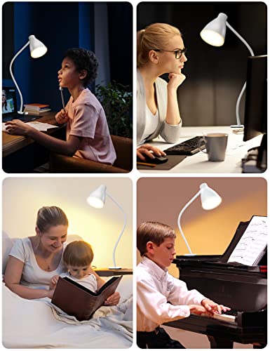 BOHON Clamp Lamp 5 Color Modes 10 Brightness Dimmer Bedside Lamp, White - color: White