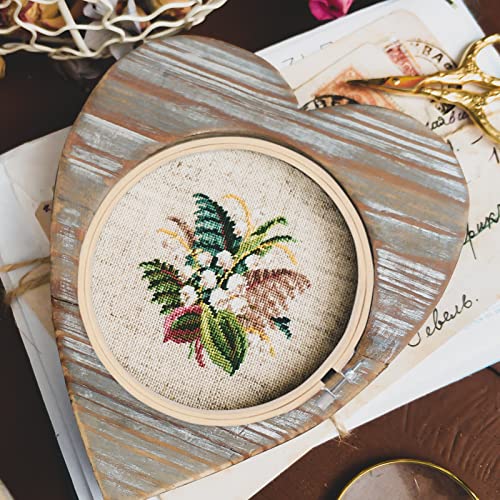 Grehge 3Pcs 3 Sizes Round Bamboo Embroidery Hoop Circle Cross Stitch Hoop Ring for Craft Sewing,with Gold Eye Embroidery Needles, Embroidery Hoop