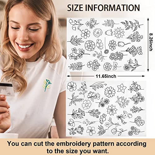 Lewtemi 50 Pcs Flowers Water Soluble Hand Sewing Stabilizers - color: Flowers