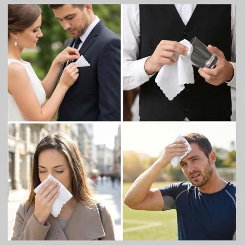 6 Pcs White Cotton Handkerchiefs, 11 Inch Soft Handkerchiefs for Women