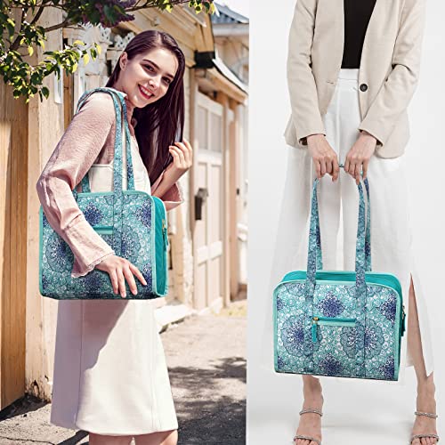 FINPAC Sewing and Craft Supplies Storage Tote Bag with Clear Pockets - color: Emerald Illusions