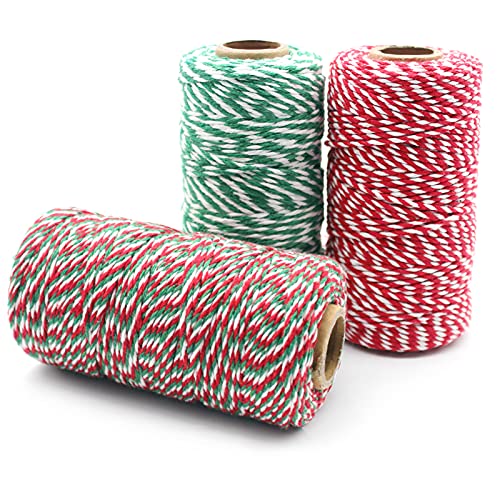 Anvin Natural Jute Twine - 984 Feet, 10 Ply, 2mm Thick, Green, Red, White (Pack of 3) - Bakers, Butcher, Baking, Arts & Crafts, Gardening - color: Red White & Green White & Red White Green