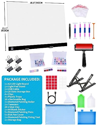 Ratukall A3 LED Light Pad for Diamond Painting, USB Powered Light Board Kit - style: 02-A3 Light Pad Kit