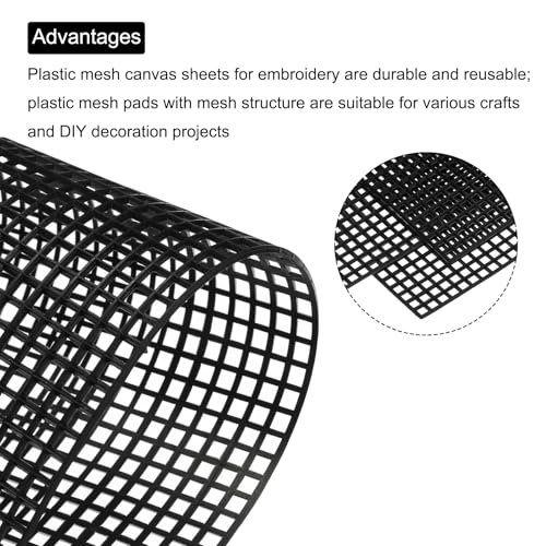 MECCANIXITY 6pcs 13"x20" Plastic Mesh Canvas Sheet 5 Count Needlepoint Blank Canvas for Embroidery Knit Crochet Acrylic Yarn Crafting, Black - size: 13"x20"