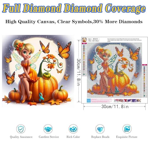 Dugsmgd Fall Diamond Art Kits for Adults, Diamond Painting Kits 12x12inch - color: Girl and Pumpkin