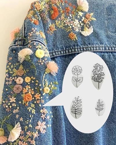 204pcs Water Soluble Hand Sewing Stabilizers，Embroidery Stick and Stitch Embroidery Paper Wash Away Stabilizers，for Embroidery Stabilizers Flower Patterns，for Hand Sewing Lover Beginners.letter&Flower - color: Letter/Letter*2