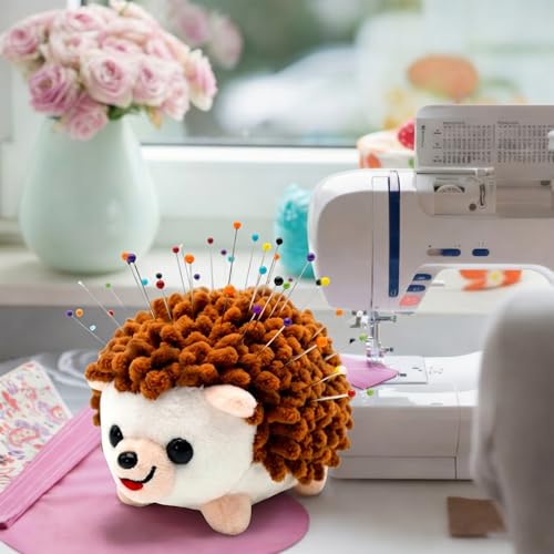 Sizobi Plush Hedgehog Pin Cushion for Sewing - Soft Sewing Needle Holder - color: Brown