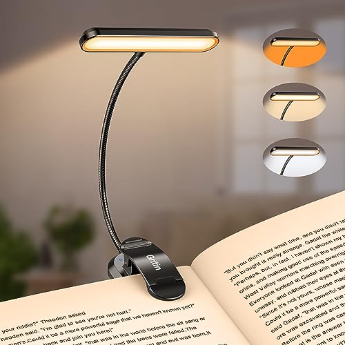 Gritin Rechargeable Book Light for Reading in Bed with 19 LED - color: Black