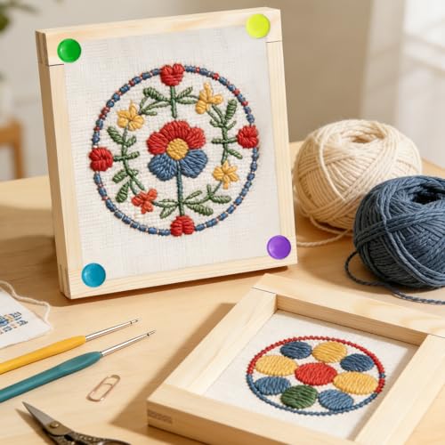 FSWCCK 8 Pcs 10" Stretcher Bars for Needlework with 100 Thumb Tacks, Wooden Canvas Stretcher Bars, Needlepoint Embroidery Stitch Frame Set for Women's Birthday Gifts, Crafts Art