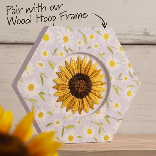 Bucilla, Stamped Embroidery Kit, Golden Sunflower, Includes 3" Hoop, Floss, Needle, and Instructions