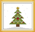 CaptainCrafts Cross Stitch Kits, New Counted Kit Unprinted 14CT Fabric Cross Stitching DIY Art DMC Needlecrafts Embroidery Kit for Adults Beginner (White, Snowflake Christmas Tree) - color: Snowflake Christmas Tree, style: White