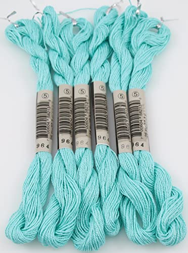 KCS 25 M/Skein Mercerized Pearl Cotton Crochet Needlepoint Thread,Size 5,6 skeins,Sea Green it - color: Sea green it