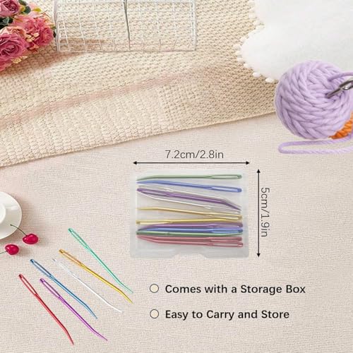 floatingsnow 12 Pcs Yarn Needle, Crochet Tapestry Needles for Crocheting, Large-Eye Blunt Needles, Large Eye Weaving Needle with Storage Box, Darning Needles for Yarn
