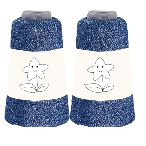 2 Balls Sequin Sparkle Lurex Yarn, Shining Glitter Metallic Knitting-in Accessory Yarn Thread for Knitting and Crochet Sweater Shawl 5000 Yards (1, Starry Blue) - color: Starry Blue