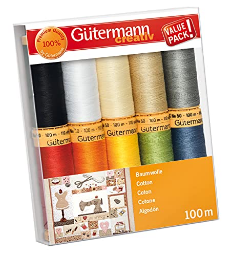 Gütermann creativ Sewing Thread Set with 10 spools Natural Cotton 100 m in