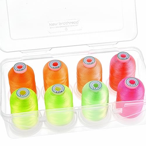 New brothread 8 Spools Embroidery Machine Thread with Box -Neon Color - color: Neon Color