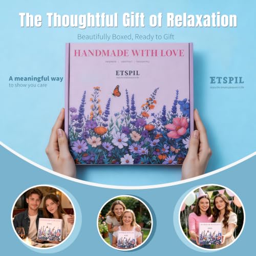 ETSPIL Beginner Embroidery Kit, 4K Video, 4 Floral Patterns, Gift Box - color: wreath 4