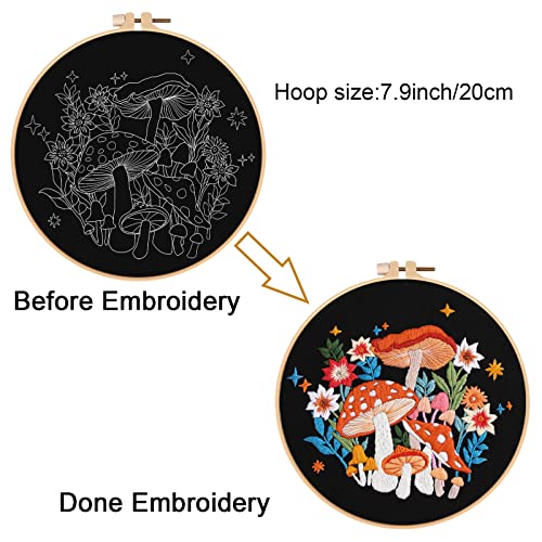Louise Maelys Mushroom Embroidery Kit for Beginners, DIY Adults Needlepoint - color: kit-15