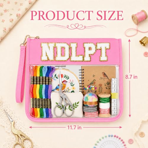 Sokfone Needlepoint Project Bag Embroidery Storage Organizer, Portable Sewing Project Bag for Quilting Crochet Knitting Supplies for Needlepoint, Thread, Fabric & Craft Accessories(Pink) - color: Pink