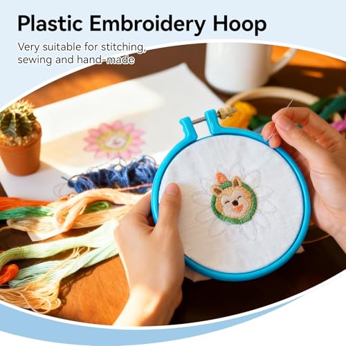 Embroidery Hoop Plastic, 5in Plastic Circle Cross Stitch Hoop Ring Circle Embroidery Ring Cross Stitch Supplies for Art Craft Sewing, Random Color