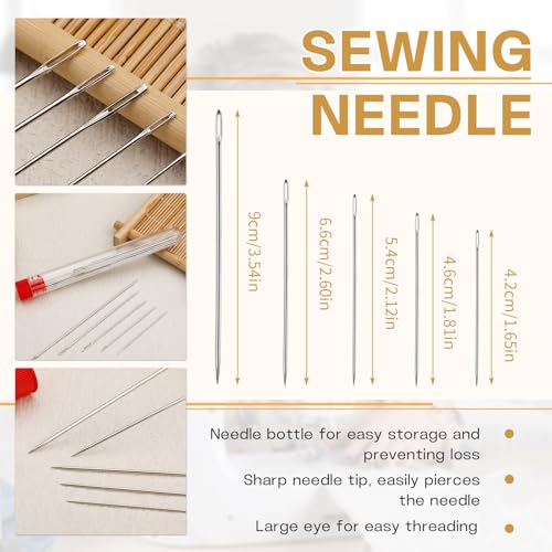 SHWAKK 37 PCS Travel Sewing Kit, Big Eye Steel Sewing Needle Threader Kit - size: 37pcs