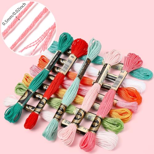 12 Skeins 105 Yards Orange Embroidery Floss Thread for Bracelet - color: Macaron