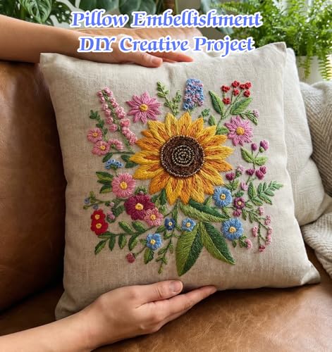 17 PCS Water Soluble Embroidery Patterns, with Flowers for Beginners