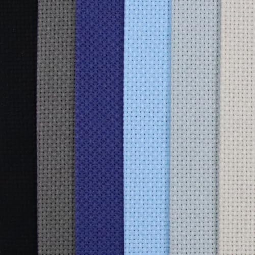 KCS 6 pc of 15" x 18" (38cmx45cm) Counted Cotton Aida Cloth Cross Stitch Fabric Rolled Box (16CT-B) - color: 16ct-b