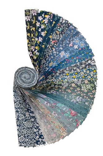 100% Cotton Jelly Roll Fabric Strips for Quilting and Sewing- Londen Sky - color: Londen Sky